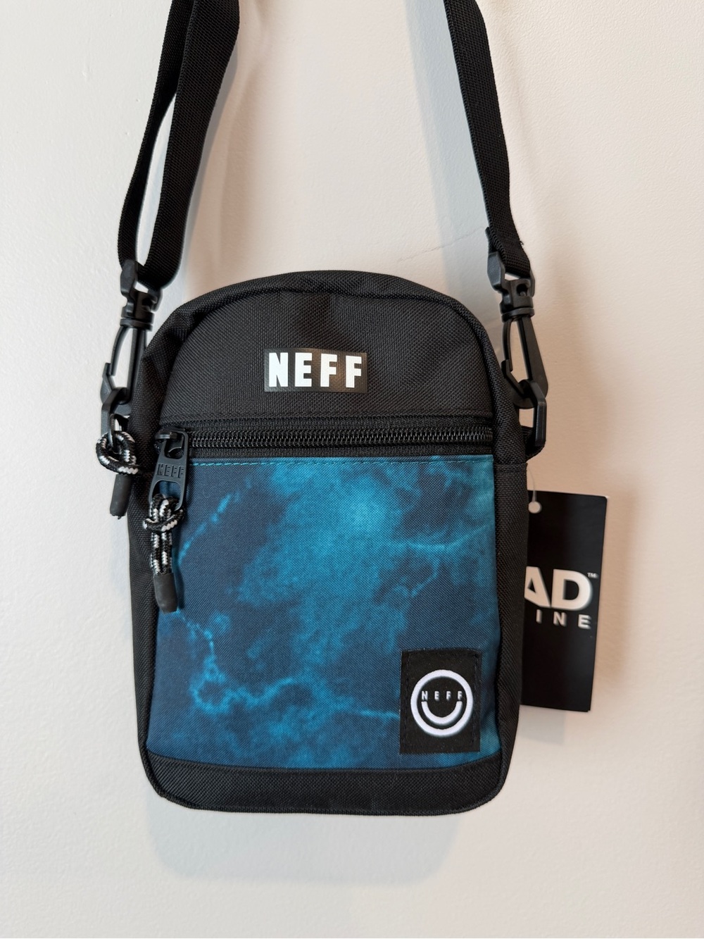 NWT Neff Crossbody Bag Black Teal Marble Utility